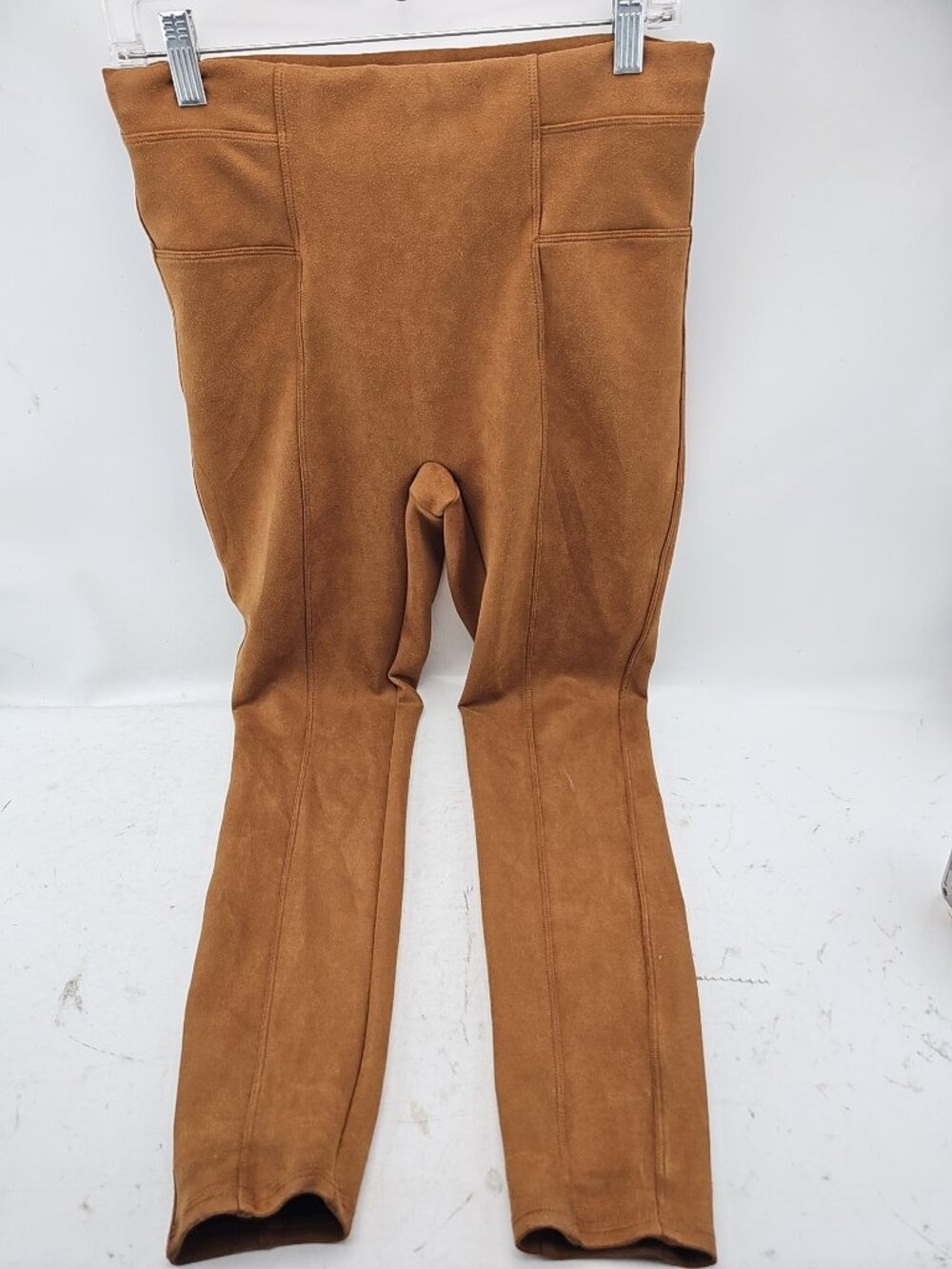Spanx Cognac Brown Faux Suede Leggings